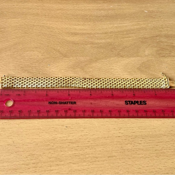 14K YELLOW GOLD WIDE FLEXIBLE BRACELET INTRICATE DESIGN STATEMENT GORGEOUS - Picture 6 of 16